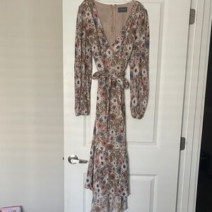 Floral V-Neck Maxi Dress with Tie Waist